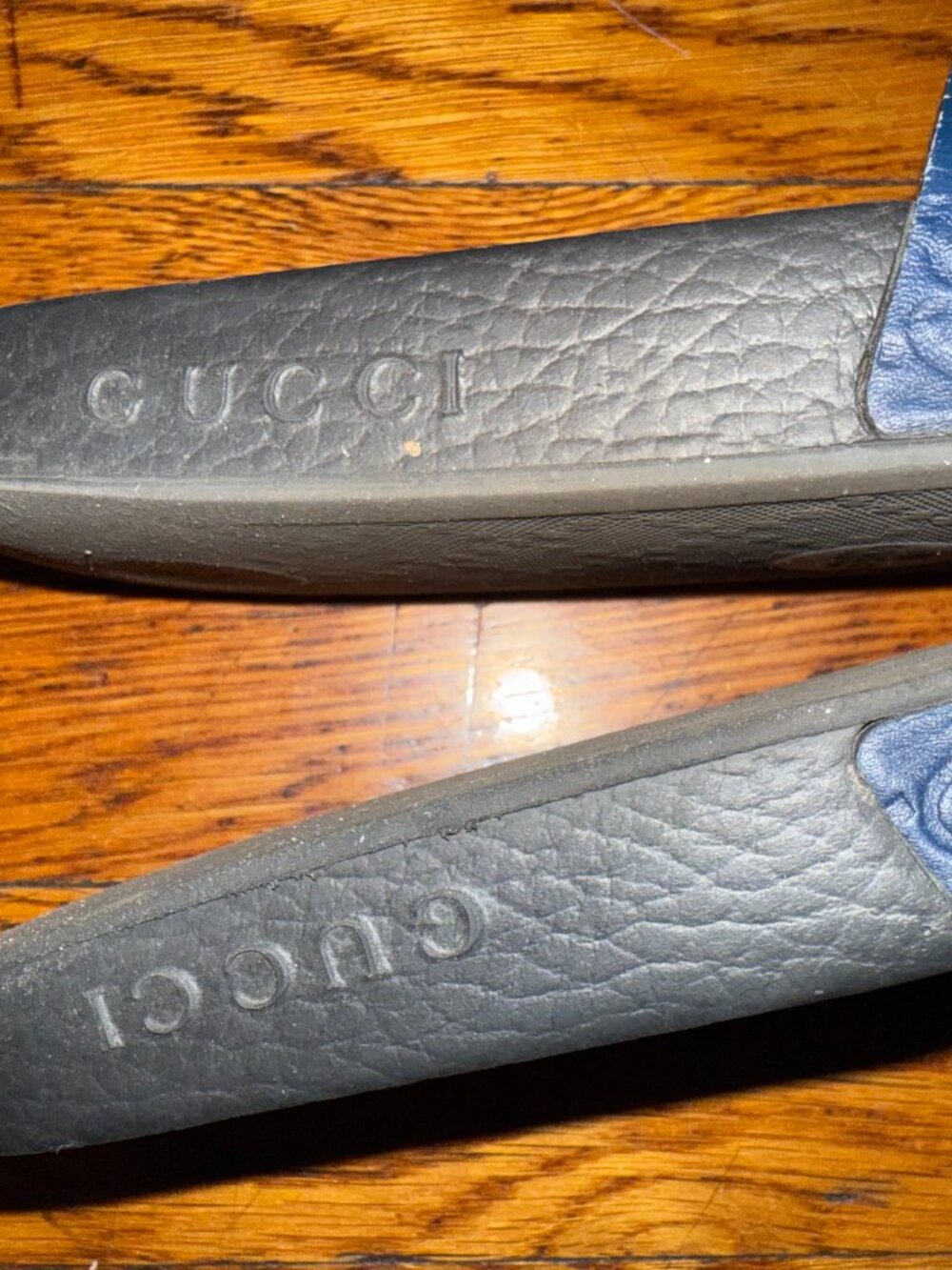Gucci Leather Slides Women's Size: 9 Guccissimia Navy Blue - Picture 11 of 12